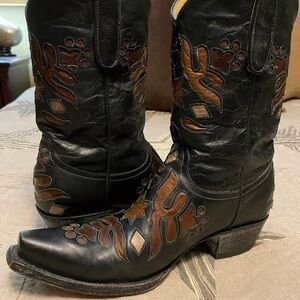 Old Gringo Black and Brown Heeled Boots
